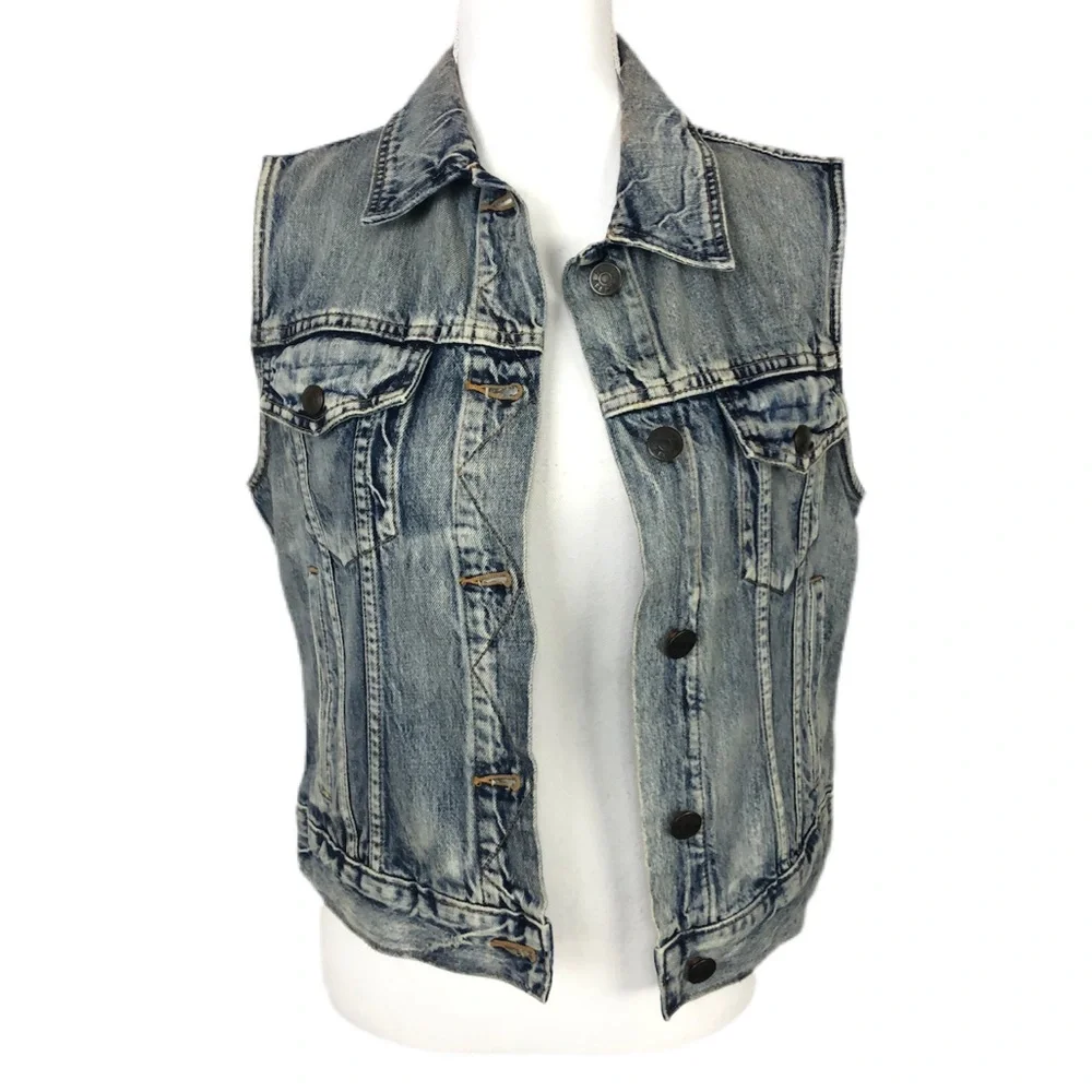 J. Crew Washed Denim Sleeveless Vest - Light Blue